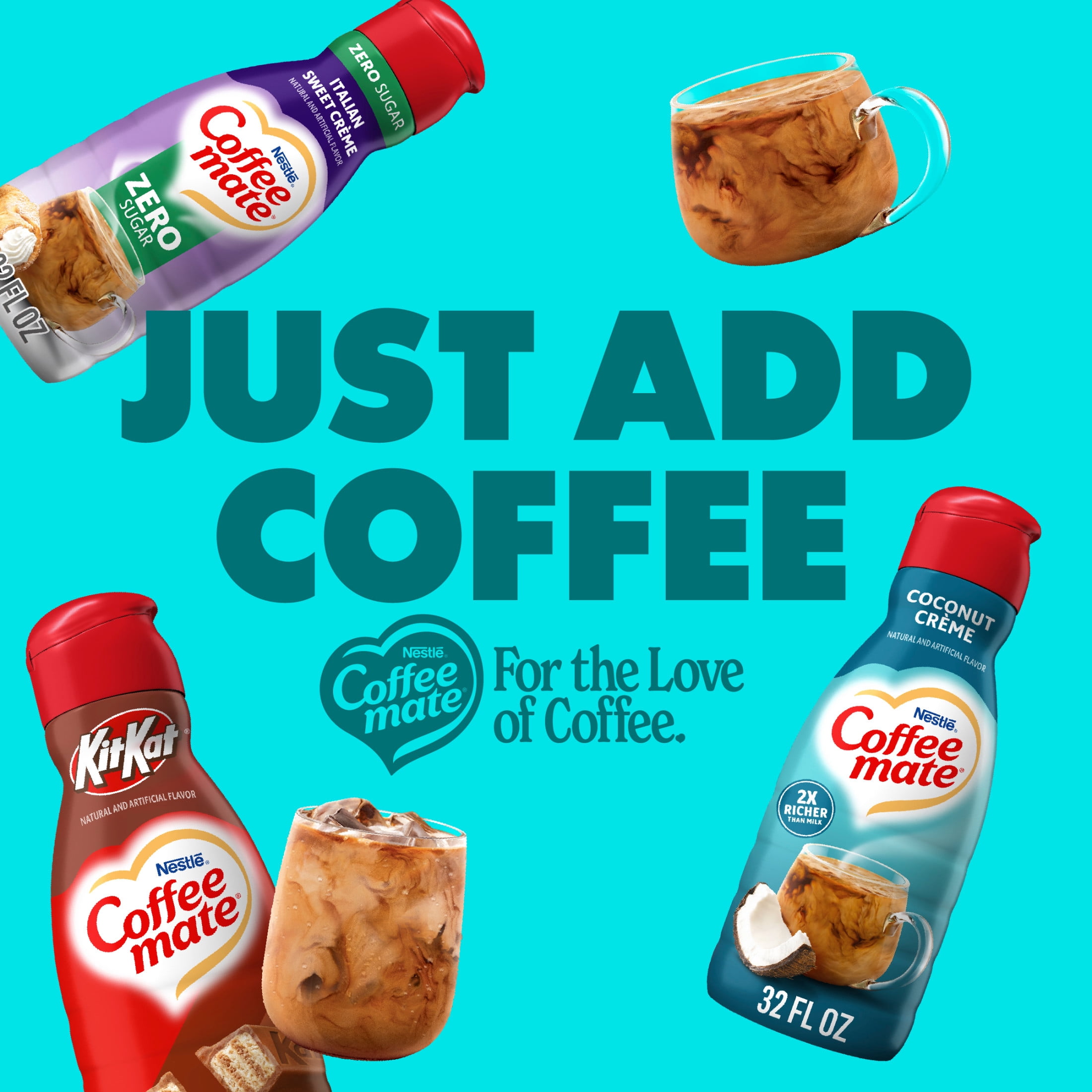 Nestle Coffee Mate Non Dairy Coconut Creme Liquid Coffee Creamer, 32 fl oz Bottle