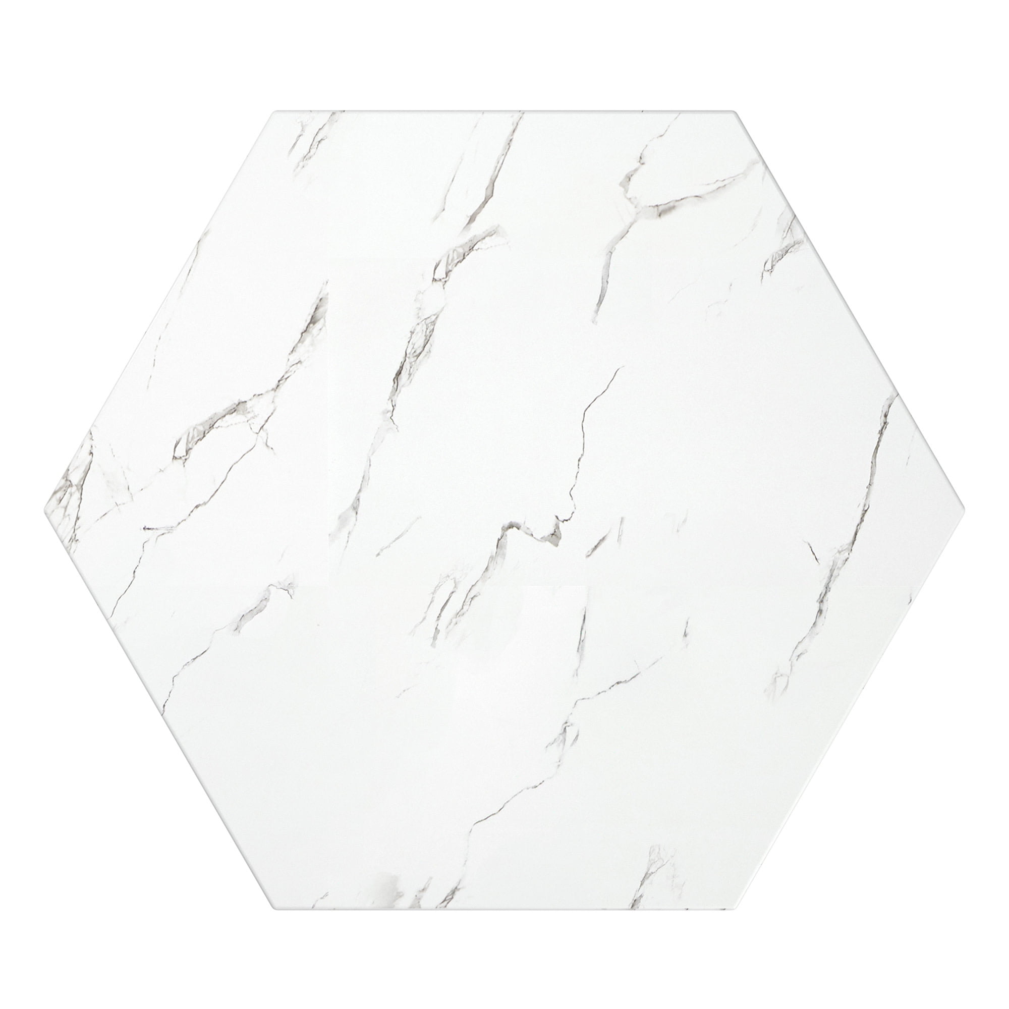 Weston Home Declan Hexagon Faux Marble End Table, White