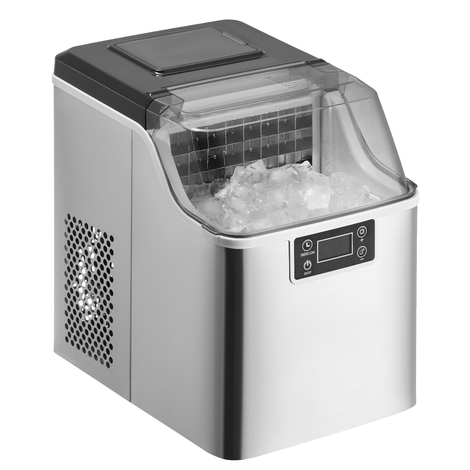 KFFKFF 45lbs/24H Countertop Ice Maker Nugget Ice Maker Self-Cleaning Ice Maker with Ice Scoop & Drip Tray 24 Ice Pieces in 15 Minutes