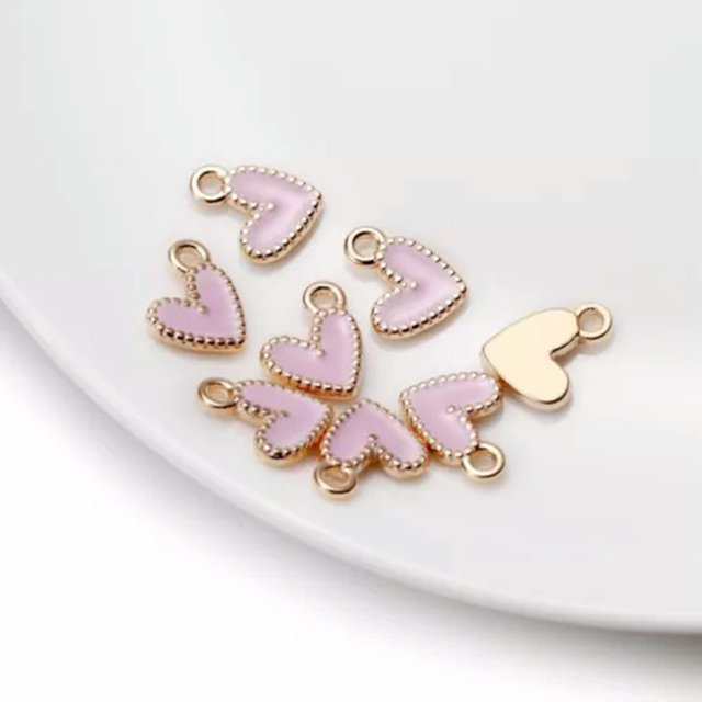 CUITING 10Pcs/Lot 9*10mm Small Colorful Alloy Heart Charms Cute Love Pendant For DIY-Orange