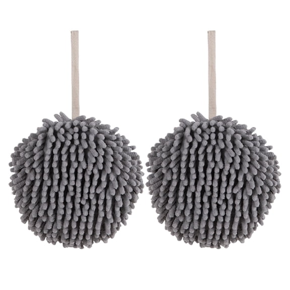 IMossad Fuzzy Ball Towels,2 Pack Hanging Bathroom Hand Towels Super Fluffy Chenille Ball Towels, High Absorbent Hand Towels to Dry Your Hand Instantly
