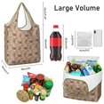 thumbnail image 3 of 5 Pack Foldable Shopping Bag,Brown Christmas Gingerbread and Drink Pattern Reusable Grocery Bags with Pockets,Large Reusable Tote Bags with Handles Waterproof & Lightweight, 3 of 6