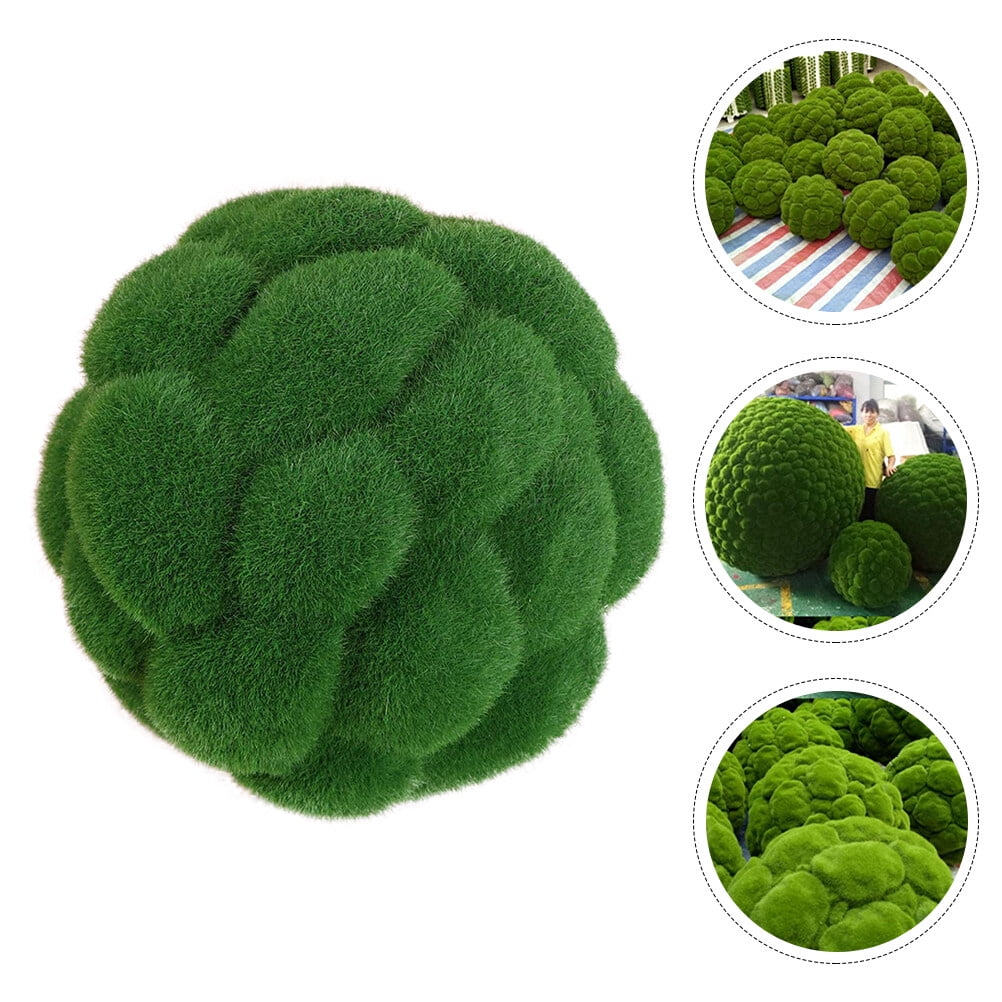 HEATSHAKING Garden Ornament Sphere Moss Ball Plastic Flocking 3Pcs 4x4x5in