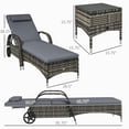 thumbnail image 4 of Dranite  2-Pack Gray Wicker Adjustable Chaise Lounge Set with Table & Cushions, 4 of 11