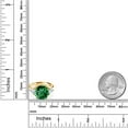 thumbnail image 4 of Gem Stone King 18K Yellow Gold Plated Silver Green Nano Emerald and White Moissanite 3-Stone Ring for Women (5.94 Cttw, Round 12MM, Trillion 5MM, Size 7), 4 of 4