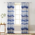 thumbnail image 6 of Benjara Oda 84" Window Curtains- Microfiber Polyester- Blue Ocean Wave Print, 6 of 6