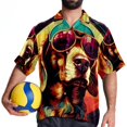 thumbnail image 4 of Retro Dog Men's Short Sleeve Spread Collar Hawaiian Shirts, Casual Printed Button Down Summer Beach Tops, Unisex Men's Shirts, 4 of 6