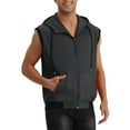 thumbnail image 4 of INSPIRE CHIC Men's Vest Hoodie Zip Up Sleeveless Drawstring Hooded Vest M Dark Gray, 4 of 4