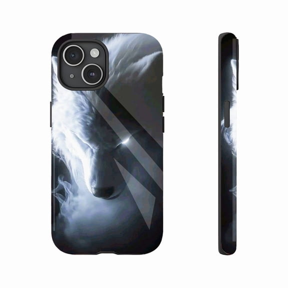 Glowing White Wolf iPhone Case for Wolf Lovers Compatible with iPhone 11/12/13/14/15/16 (Pro Max/Plus) Dark Fantasy Art Phone Cover