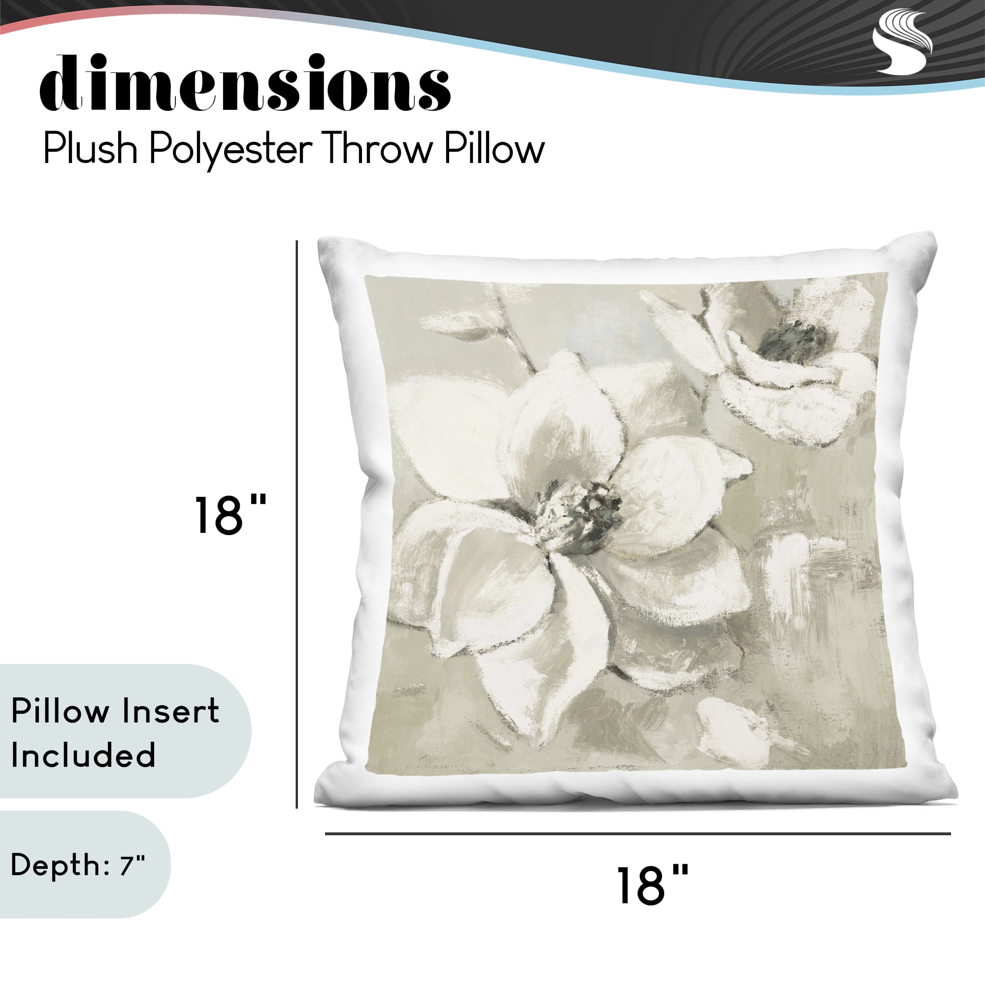 Stupell Industries Neutral Dawn Magnolias Decorative Printed Throw Pillow, design by Lanie Loreth