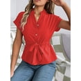 thumbnail image 6 of Womens Button Down Blouses Casual Summer Tops Dressy Chiffon Work Shirts Red M, 6 of 8