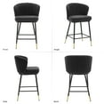 thumbnail image 6 of Foreate 26" Boucle Counter Height Bar Stools Set of 4 - with Channel Tufted Scalloped Back, 3" Thick Seat for Kitchen Counter, Gray, 6 of 7