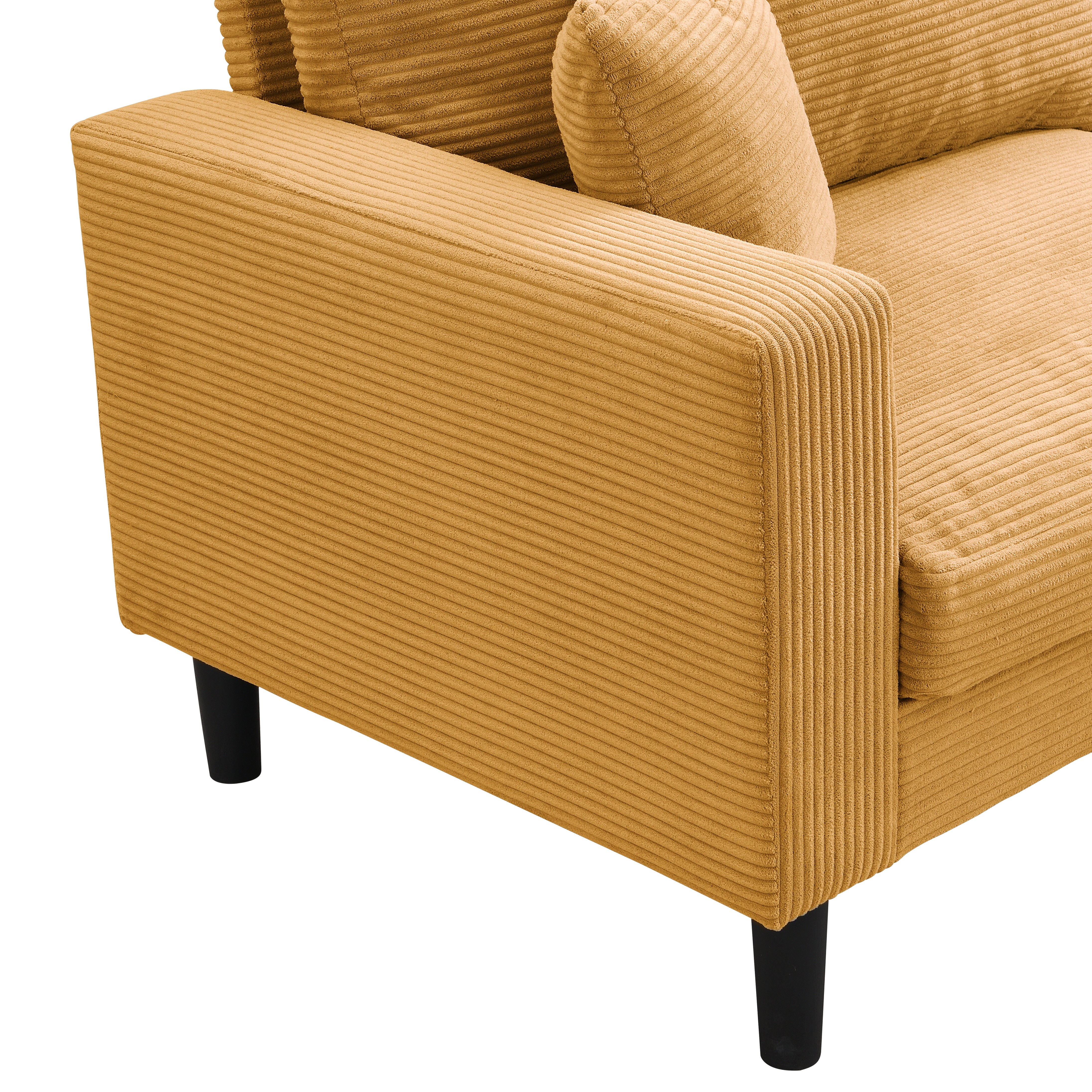 AUKFA 75" Corduroy 3-Seater Sofa,27.6" Deep Seat Sleeper Couch for Living Room, Orange
