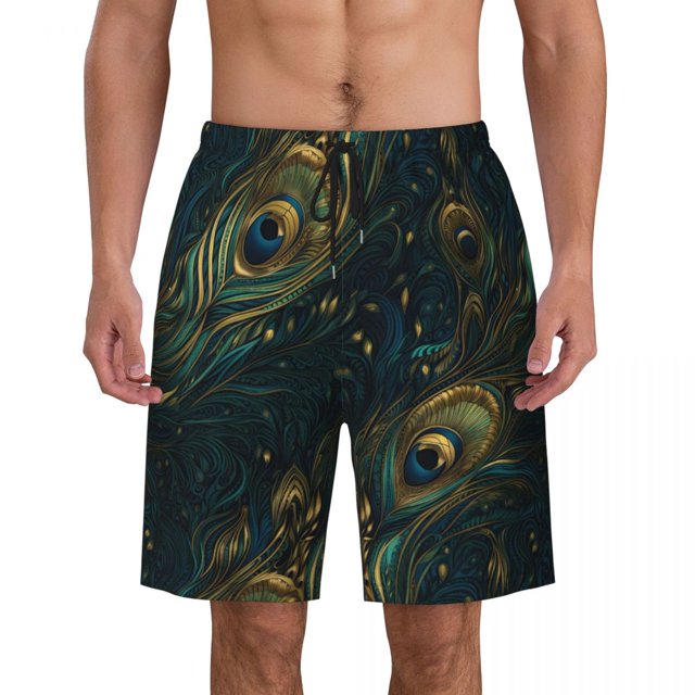 Colorful Feather Board Shorts Summer Purple Bule Running Beach Short Pants Man Quick Dry Classic Custom Oversize Beach Trunks