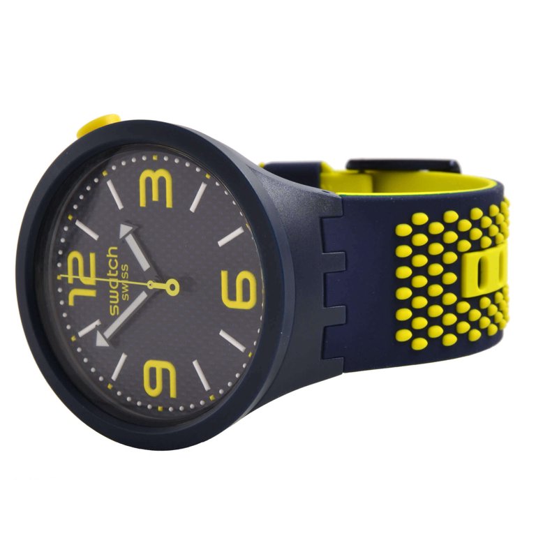 Swatch SO27N102 Men's Big Bold Bbneon Blue Dial Rubber Strap