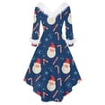 thumbnail image 5 of Christmas Dresses for Women Women's Fashion Elegant Autun And Winter Long Sleeve V-Neck Christmas Print Dress for Holiday Party,Royal Blue,M, 5 of 5