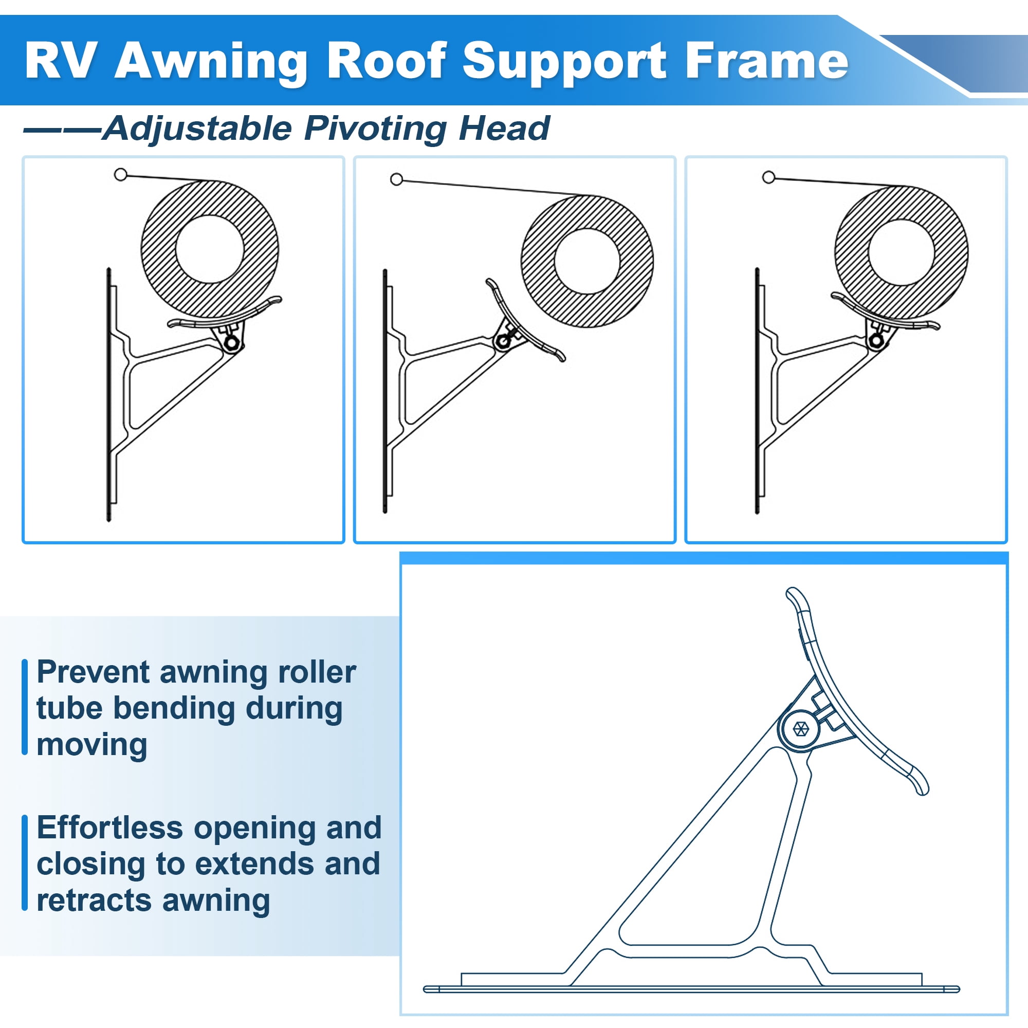 Unique Bargains RV Awning Support Roller Cradle Center Bracket Black