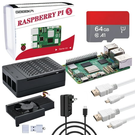 52Pi Raspberry Pi 5 8GB Starter Kit - 64GB Edition (8GB RAM) with Case ,Active Cooler, HDMI Cables