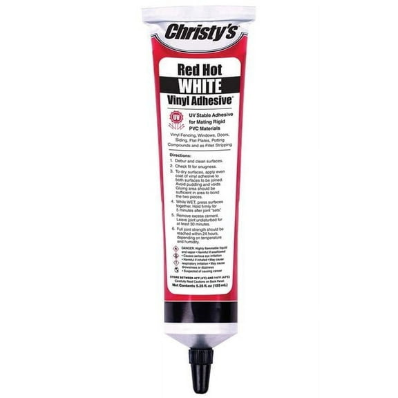Christys 4001516 5.25 oz Red Hot White Adhesive for PVC & Vinyl