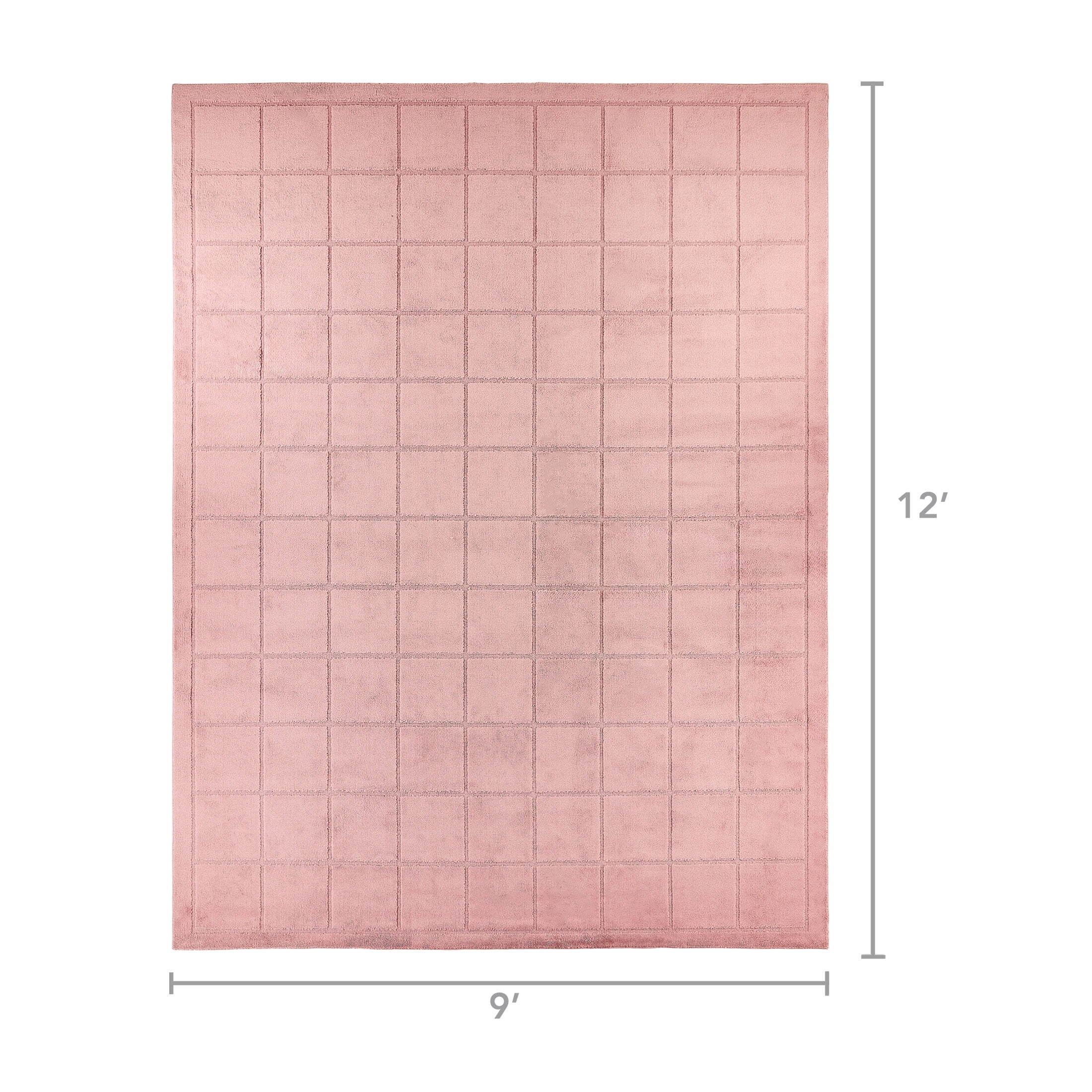 Mainstays Solid High Low Tufted Grid Mauve Pink Indoor Area Rug, 9' x 12'