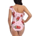 thumbnail image 5 of Sikiie Watermelon Ice Cream Print Women One Piece Swimsuits Tummy Control One Shoulder Bathing Suits Ruffle Swimwear, From S to XXL-XX-Large, 5 of 6
