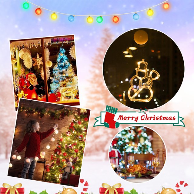 Luz Navideña Con Ventosa Luz de ventosa de Navidad Luz de hadas de Navidad LED para interior (E) DQrwqpou Para Estrenar