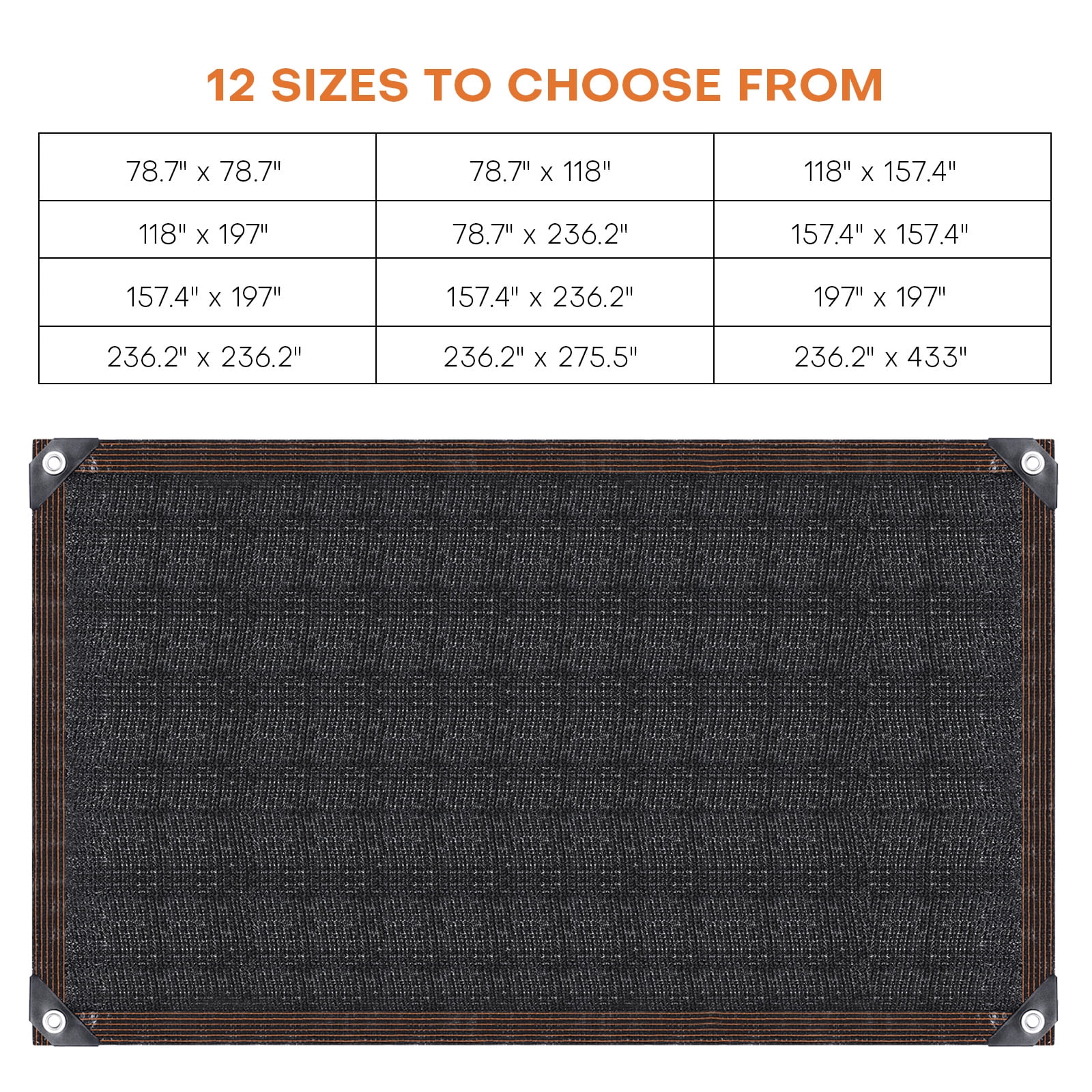 OTOEZ 80% Black Shade Cloth Shade Sunblock Net Taped Edge with Grommets UV Resistant for Greenhouse Parking Garden (12x16ft)