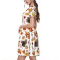 thumbnail image 2 of Balery Thanksgiving Turkeys 1 Vestidos sueltos de manga corta para mujer, vestidos de verano 2025, vestidos casuales de corte A con vuelo., 2 of 6
