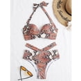 thumbnail image 2 of MKLEKYY Traje De Baño Mujer Natacion Print Piece Swimsuit High Tops+Shorts Two Ruched Wrap Women Two Waist Crop Up Bikini Push Front Retro Swimwear Snakeskin Piece Swimwears Tankinis Set, 2 of 6