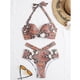 thumbnail image 2 of MKLEKYY Traje De Baño Mujer Natacion Print Piece Swimsuit High Tops+Shorts Two Ruched Wrap Women Two Waist Crop Up Bikini Push Front Retro Swimwear Snakeskin Piece Swimwears Tankinis Set, 2 of 6