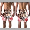 thumbnail image 3 of luoweisi Men's Beach Shorts Quick Dry Swim Trunks with Mesh Lining Rose and Leopard S, 3 of 5