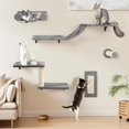 thumbnail image 7 of SONGMY 5-in-1 Wall-Mounted Cat Climber Set, Cats Wall Shelve, Wall-Mounted Cat Climbing Shelves, with House, Bridge, Steps, Scratcher, Hammock, Shelves (B-KM061), 7 of 7