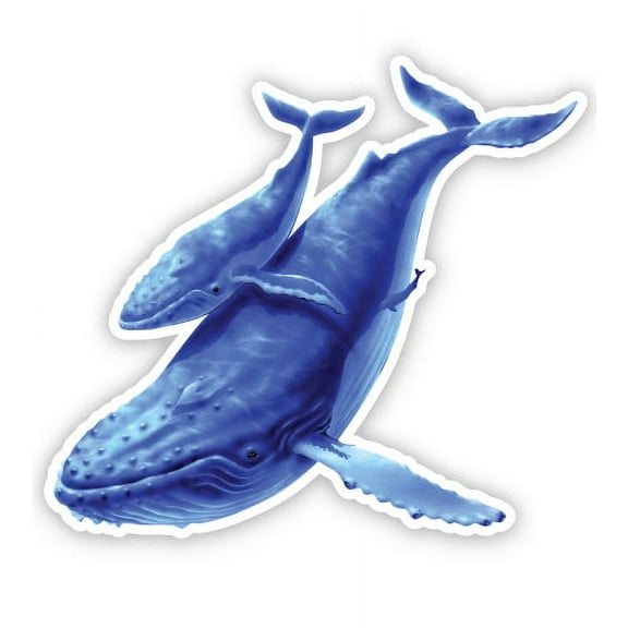 Humpback Whales - 3" Vinyl Sticker - For Car Laptop I-Pad Phone Helmet Hard Hat - Waterproof Decal