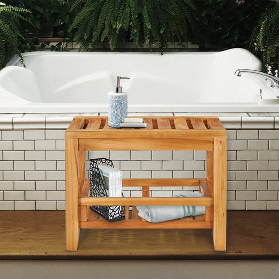 Teak Wood Bahama Shower Stool or Patio Stool