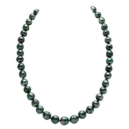 14K Gold 8-10mm Dark Tahitian South Sea Baroque Cultured Pearl Necklace - AAA Quality, 18