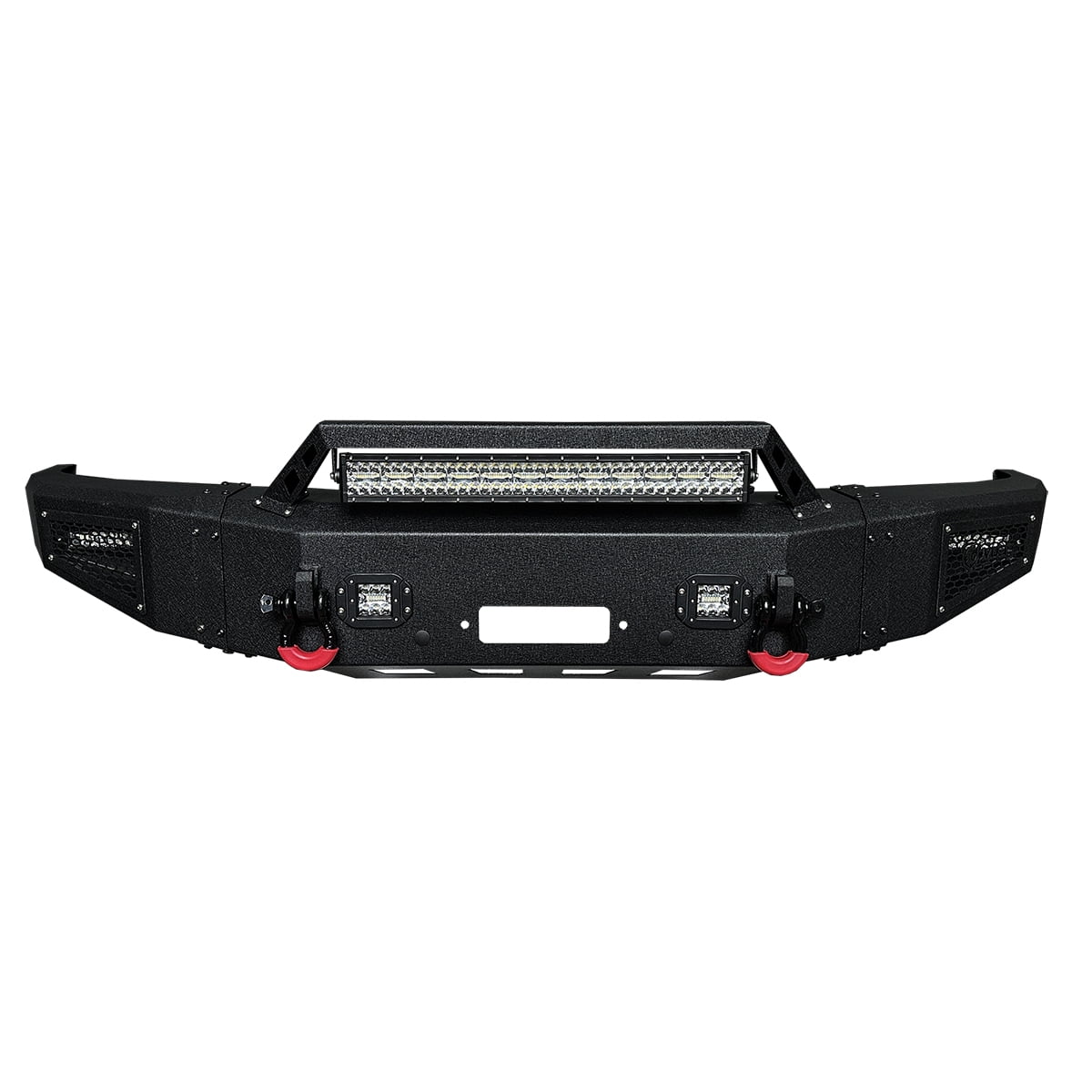 Vijay For 2017-2018-2019-2020-2021-2022 Ford F250/F350/F450 Front and Rear Bumper Textured Black Steel with Light and D-ring