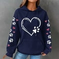 thumbnail image 2 of Cute Dog Paw Print Hoodies for Women Casual Oversized Waffle Hooded Sweatshirts Comfy Fall Winter Pullover Tops for Going Out, 2 of 5