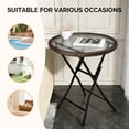 thumbnail image 3 of Ktaxon Foldable 23.6" Ratten Patio Side Table with Tempered Glass Top, Folding Sofa End Table with Wicker Decorations for Lawn Garden Balcony Porch Deck Pool (Round, Brown), 3 of 9
