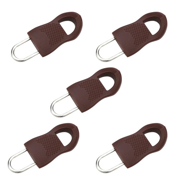 Sonducket Tirador de cremallera de repuesto para ropa, fijador de cremallera desmontable para bolsa de viaje, maleta, , fijador de cremallera Accesorios de disfraces Marrón 5 # 5 piezas