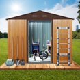 thumbnail image 1 of 8ft x 6ft Coffee Metal Storage Shed - Galvanized Steel, Sliding Doors, Durable Outdoor Shed for Garden & Patio Tool Storage - Easy Assembly, 1 of 8