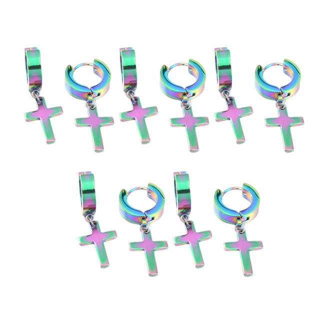 5 pares de pendientes cruzados, ligeros, fáciles de llevar, estilo coreano, pendientes de gota, Clip para oreja, fiestas de Navidad, Día de San Ropa, zapatos y accesorios Miscelánea tipo 14 Sonducket AP009692-14B