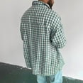 thumbnail image 3 of Floenr Mens T Shirts,Plaid Long Sleeve Single Breasted Lapel Collar Casual Men's Shirt, 3 of 6