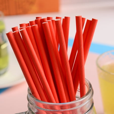 Firefly Hope 200Pcs Paper Straws, Eco-Friendly Disposable Drinking Straws for Parties, Weddings & Events Supplies, Red