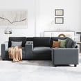 thumbnail image 6 of L-Shaped 4-Seater 105.5''*66.5'' Corduroy Sofa, Large Storage Armrests with Center Console, Usb Charging, Left and Right Seats Can Be Switched (Grey), 6 of 11