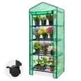thumbnail image 3 of EAGLE PEAK Indoor Outdoor Portable 4-Tier Mini Greenhouse W/PE Cover, Roll-up Zipper Door & Wheels, Green, 3 of 8