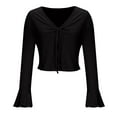 thumbnail image 4 of Aloohaidyvio Ribbed Shirts for Women No Boundaries Long Sleeve Knit Y2K Tops Lightweight Slim Basic Knit Tunic Blouses, 4 of 6