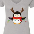 thumbnail image 4 of Inktastic Penguin Xmas Women's V-Neck T-Shirt, 4 of 5