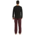 thumbnail image 3 of LNFINTDO Mens Pajama Sets Long Sleeve Thermal Shirts Flannel Pajama Bottoms Mens Sleep Loungewear Sets Soft Warm Plaid Pj Set for Men, Black & Red Stripe, Large, 3 of 7