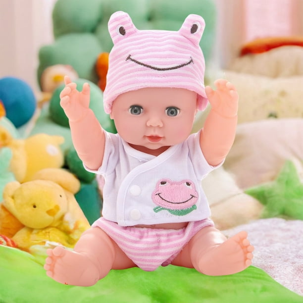 Puntoco Muñeca de simulación de vinilo, juguetes de goma suave para bebés, muñecas de educación temprana para jardín de infantes, compañeros de juegos para niños y niñas