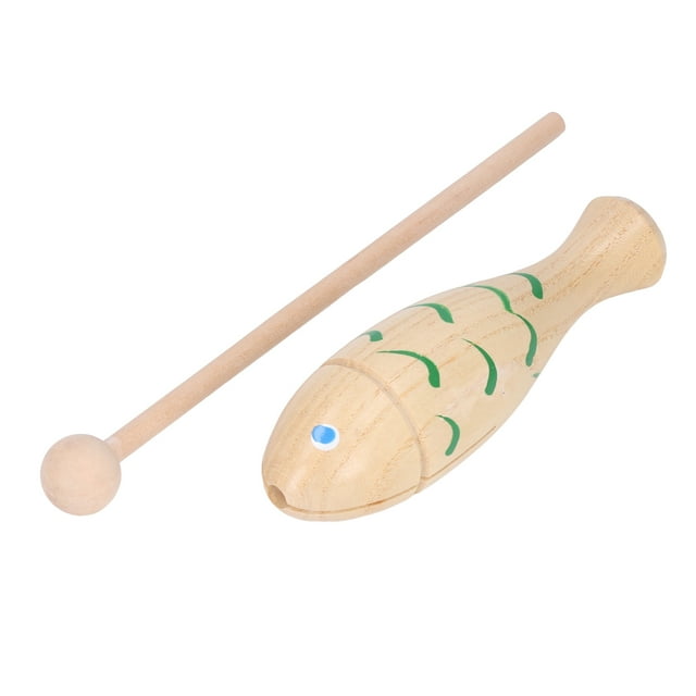 Wooden Musical Instrument, Natural Wooden Fish Shaped Percussion Instrument Round Edge Exquisite Hand Painted Percussion Instrument Toy For Preschool Educational, Toddlers, Kids